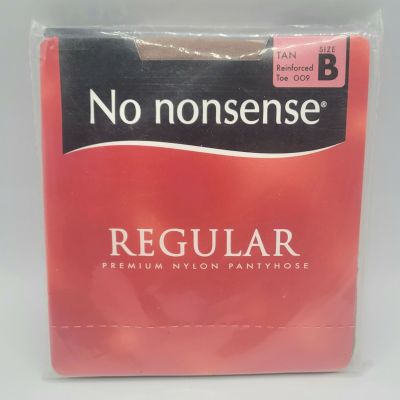 No Nonsense Regular Nylon Leg Reinforced Pantyhose Tights Tan/Medium 9 Size B